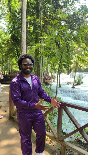 Purple satin tracksuit