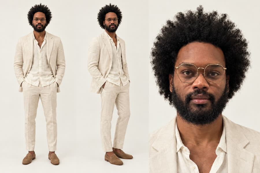 Look: cream linen suit