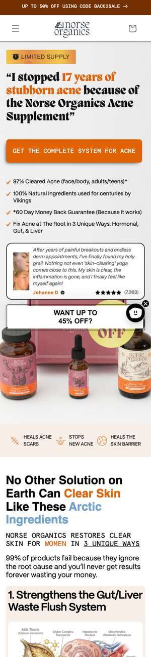 Top of norseorganics.co/pages/supplement-female