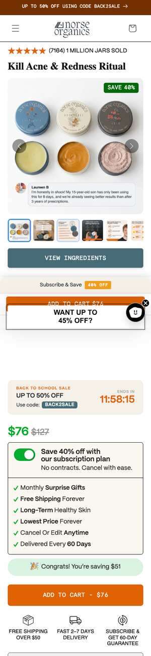Top of norseorganics.co/products/kill-acne-redness-ritual