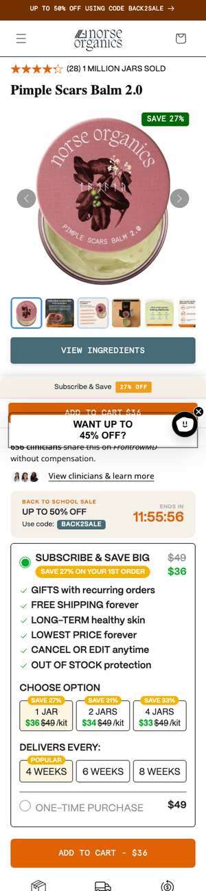 Top of norseorganics.co/products/acne-scars-healer-preventer