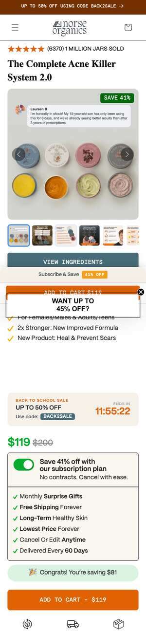 Top of norseorganics.co/products/the-complete-acne-killer-system-2-0
