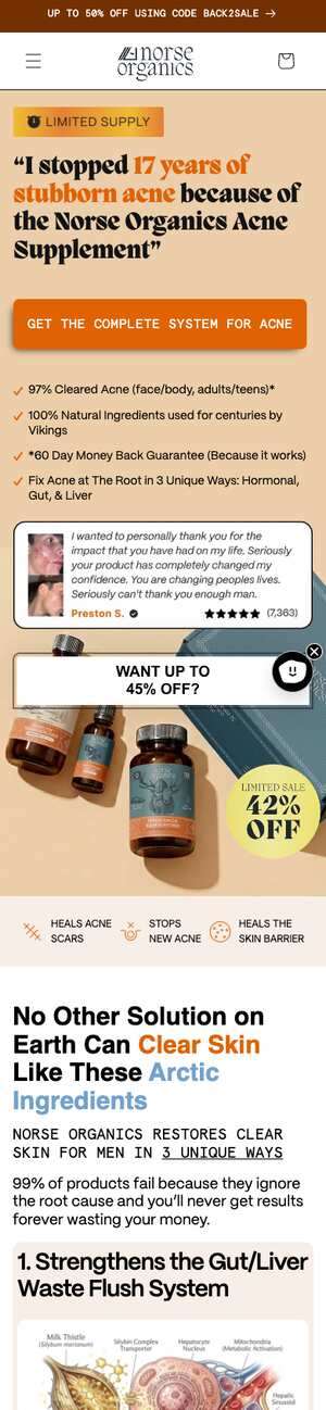Top of norseorganics.co/pages/supplement-male