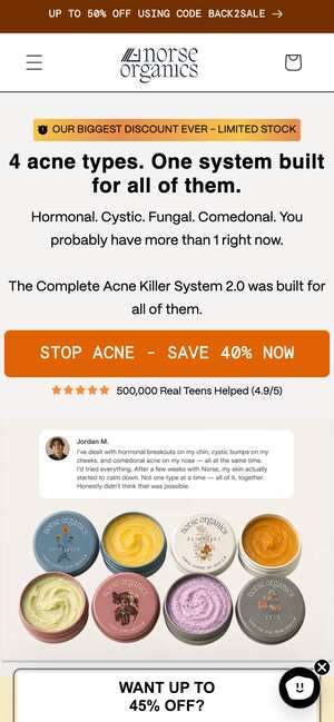 Top of norseorganics.co/pages/acne-types