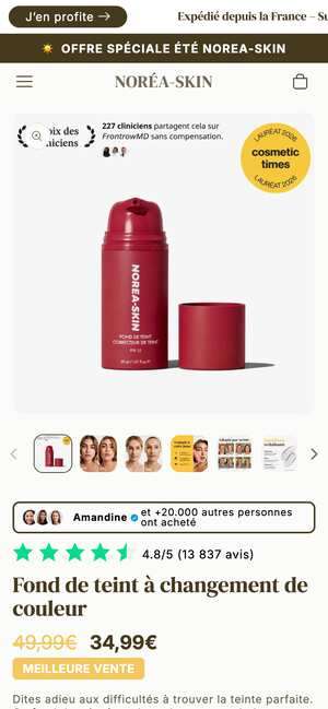 Top of norea-skin.com/products/fond-de-teint-a-changement-de-couleur